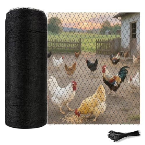 Junflying 25x100 FT Chicken Netting for Hawks & Predator Protection - size: 25x100 FT