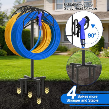 Garden Water Hose Holder Heavy Duty Stand With 4 Spikes, 2Pc Basket