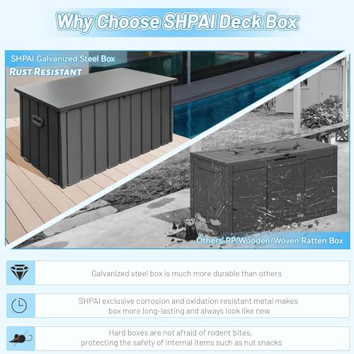 190 Gallon Galvanized Steel Storage Shed, Lockable Rolling Outdoor Box, 49" - color: Dark Gray-B
