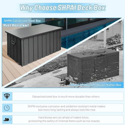 190 Gallon Galvanized Steel Storage Shed, Lockable Rolling Outdoor Box, 49" - color: Dark Gray-B