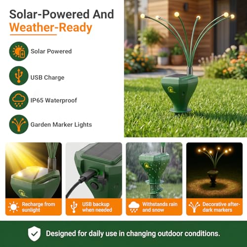 4 Pack Mole Repellent Solar Powered with Swaying Lights, Vibrating Solar Mole Repellent Stakes for Voles, Groundhogs, Snakes & Gophers, IP65 Waterproof Mole Deterrent for Yard, Farm, Lawn & Garden