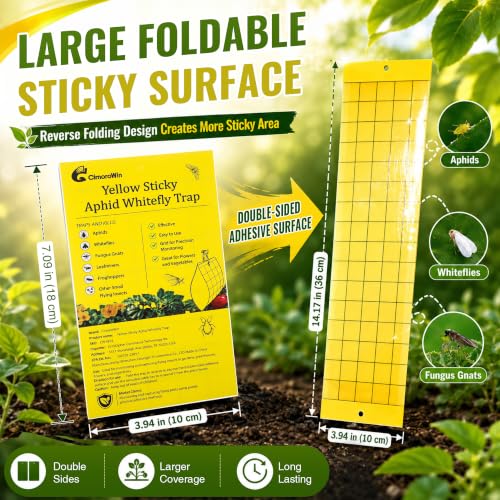 20 Pack Sticky Traps for Plants, No Lure,Whitefly Aphid,Yellow