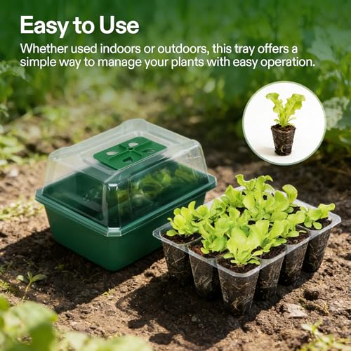 VIVOSUN 12-Pack Seed Starter Trays, 144-Cell Starter Kit with Humidity Dome - size: 12-Pack 144-Cell, style: Trays