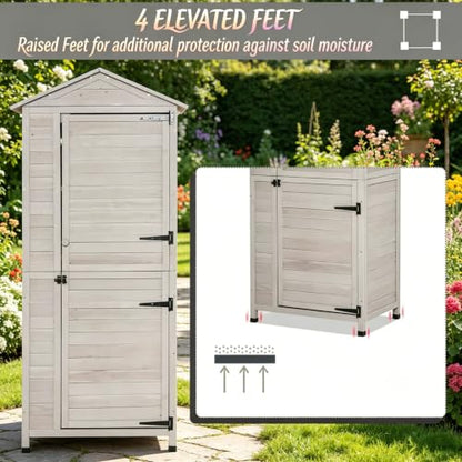 Patio Storage Outdoor Cabinet - color: Light Grey - 35.50 X 24.80 X 78.80 Inch