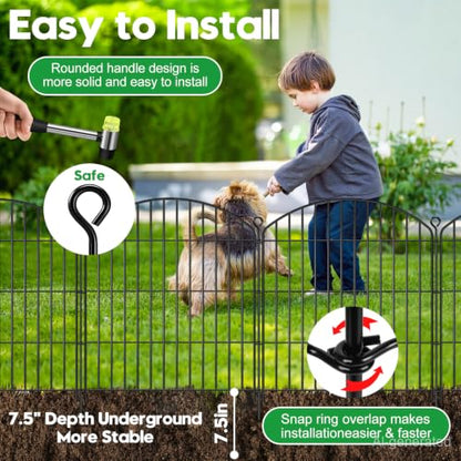Decorative Garden Fence 32in (H) x22ft (L),Arched Rustproof Metal No Dig - size: 10 Panels-32in(H) x 22ft(L) without Gate
