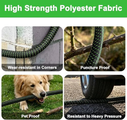 Lightweight Garden Hose,Durable and Flexible Water Hose Non-Kink,Non-Slip Swivel Handles,All-Weather Leader Hose for Boats,RV,Marine Washdown,Lawn,Garden,Leakproof (GreenBlack, 50 Ft)