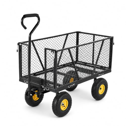 Garvee 1100LBS Steel Garden Cart, Heavy Duty Wagon with 10" Wheels - color: Black