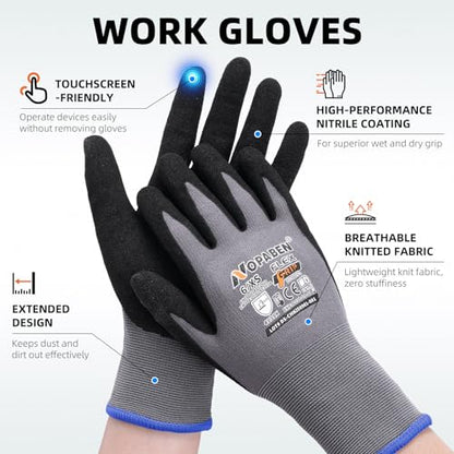 7 Pairs Safety Work Gloves Seamless Nylon Knit MicroFoam Nitrile Coated - size: X-Large, style: 7 Pairs,blue