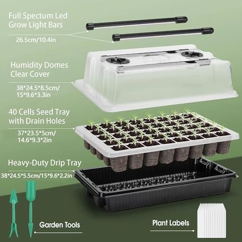 GROZY Seed Starter Tray with Grow Light 40-Cell Seedling Timer Setting
