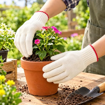 Large String Knit Cotton Work gloves for Men,Gardening