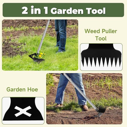 NICOFPHY Larger Weed Puller Tool with Long Handle for Garden, Yard and Lawn