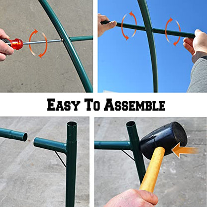 Benefit-USA Multi-Size Large Garden Support Arch Frame Climbing Plant Arch Arbor for Flowers/Fruits/Vegetables (15.9'X7'X7.2'), Green - size: 15.9 ft x 7 ft x 7.2 ft