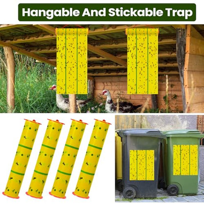 Qualirey 5 Pcs Giant Flypaper Fly Traps, 295ft Sticky Yellow