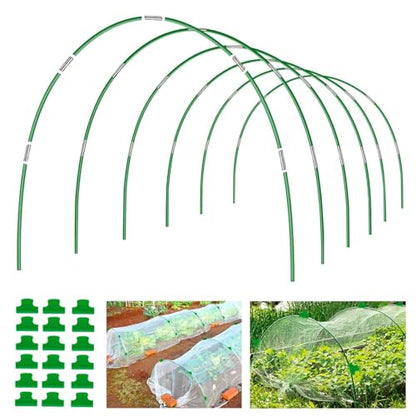 36 Pack 8ft Garden Hoops for Raised Beds, 6 Sets Fiberglass with PVC
