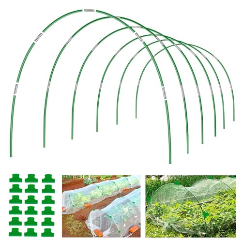 36 Pack 8ft Garden Hoops for Raised Beds, 6 Sets Fiberglass with PVC