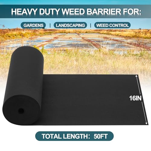 Non Woven Landscape Fabric Black Weed Barrier, 6oz, 16in×50ft