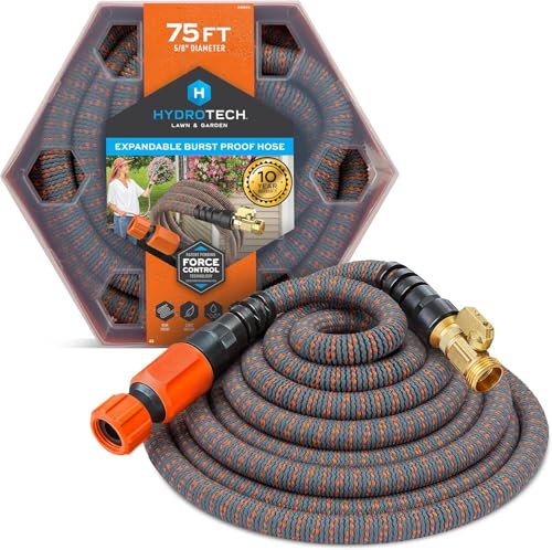 HydroTech 75 ft Expandable Burst-Proof Garden Hose, 5/8 in Diameter - size: 75 Feet