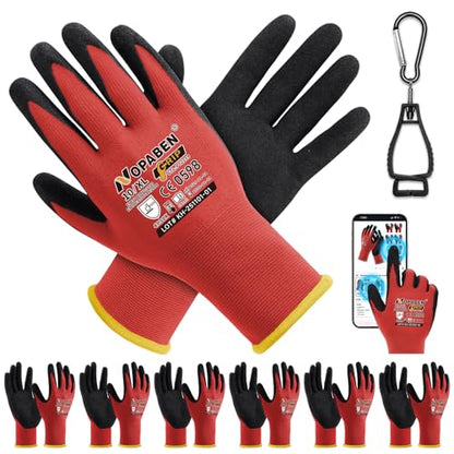 7 Pairs Safety Work Gloves Seamless Nylon Knit MicroFoam Nitrile Coated - size: X-Large, style: 7 Pairs,red
