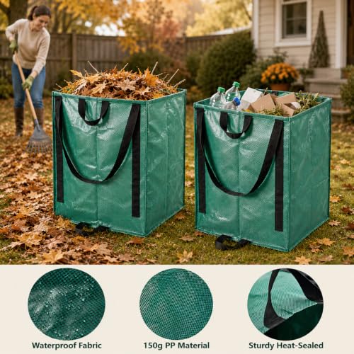 2Pack 48-Gallon Reusable Yard Waste Bags,Leaf Collector Bags with Handles