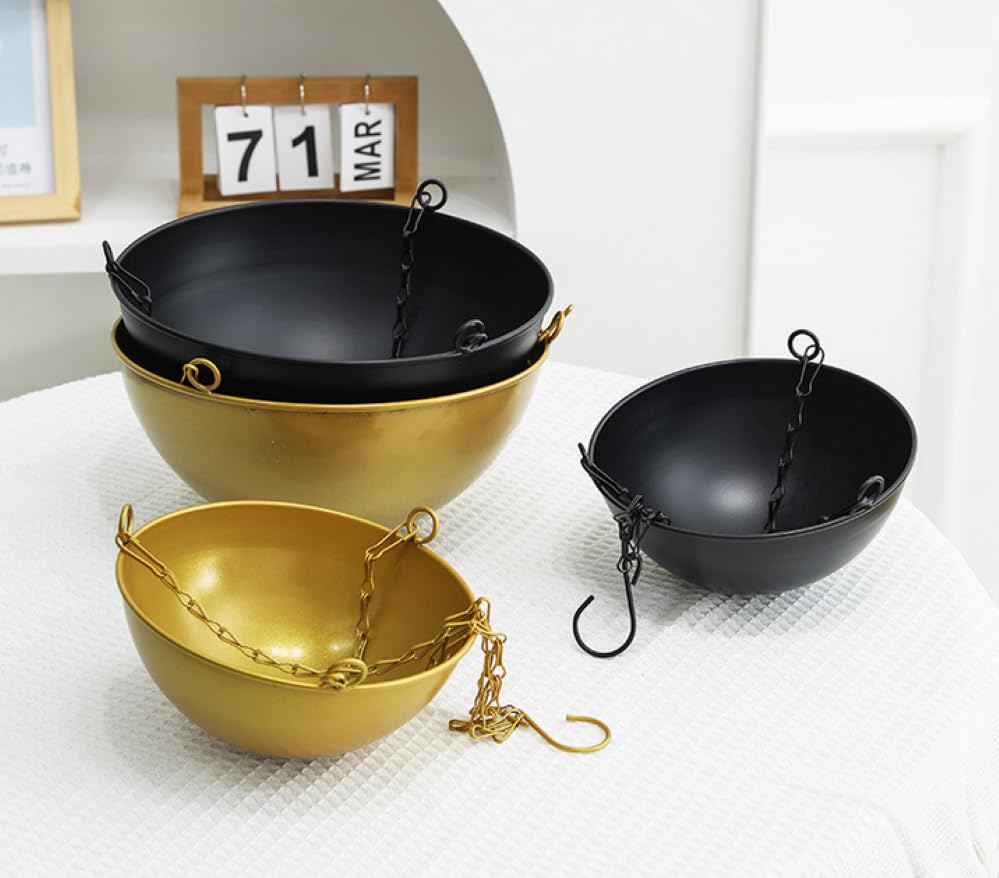 Black Metal Hanging Planters for Indoor Outdoor Plants, 7" Hanging Baskets - color: Black-7"