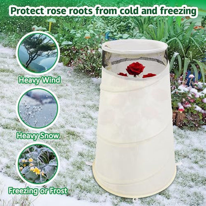 Purple Star 20" x 13" x 9" Pop Up Rose Cones for Winter Protection, Winter Rose Collars Protective Cover, Freeze Protection Roses Bush Cover for Protecting Against Frost Wind and Animals Eating - color: White-1Pcs