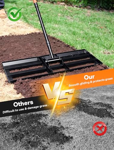 Lawn Leveling Rake 30" x 10", Heavy Duty Lawn Leveler with 78" Handle