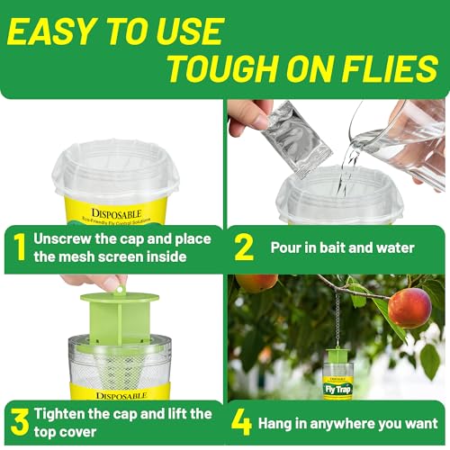 Fly Traps Outdoor Hanging Disposable Fly Trap Outdoor Fly Killer Fly Catcher Bags for Patio Yard Garden Farm Barn,2 Packs - color: 2 pcaks
