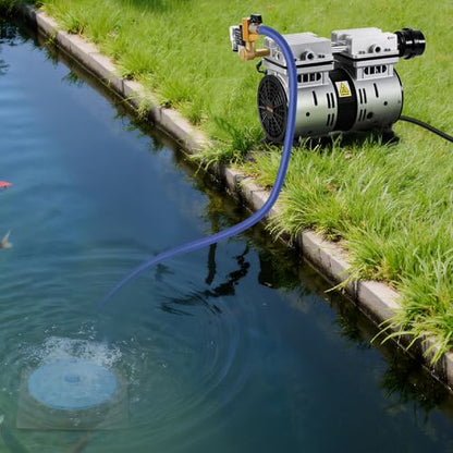 VEVOR Pond Aerators, 5.2CFM Aeration System for Lakes up to 3 Acres, 3/4 HP Air Compressor, 1 Diffuser & 100' Weighted Tubing, Outdoor Pond Aeration Pump for Deep Water Oxygen Circulation - size: 5.2CFM+1 diffuser