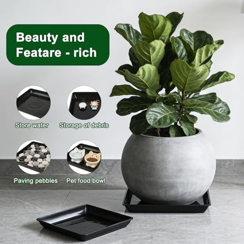 3 Pack 16 Inch Square Plant Saucer, Heavy Duty Plastic Plant Drip Trays for Pots, Durable Flower Pot Saucers for Indoor Outdoor Plants, No Holes Water Catcher Tray for Garden & Home Use, Black - size: 3pcs-16 Inch