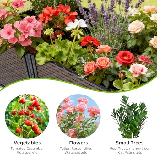 Large Raised Planter Box Outdoor Self Watering 94.4"x15.7"x14.2", Deep Raised Garden Bed - Elevated Garden Box with Drainage Plug, Rectangular Garden Planter Perfect for Patio Balcony Deck - size: L 94"xW 16"xH 14"