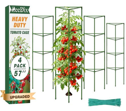 ZeeDix 4 Pack Heavy Duty Tomato Cages for Garden 57 Inch - size: 57"-4 Pack