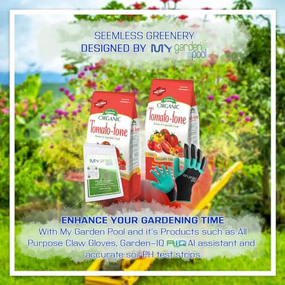 Espoma TO4 Organic Tomato-Tone 3-4-6; Two Pack of 4lb. (2 x 4 lb.) 8% Calcium - with My Garden Pool PH Soil Test Strips 20 ct, and Gardening Claw Gloves and Garden-IQ, Smart Gardening AI Assistant!