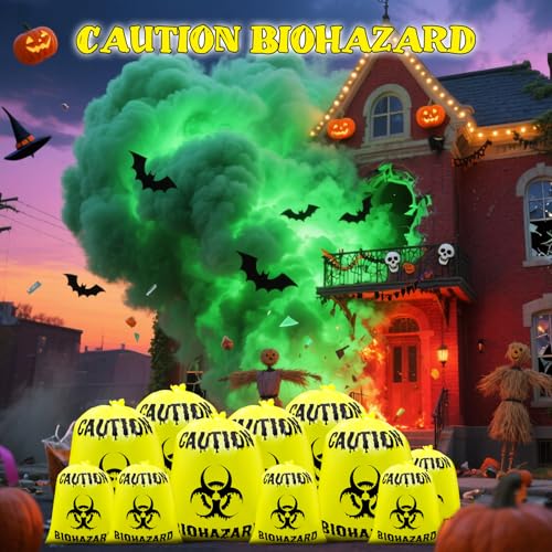 12 Pcs Yellow Large Halloween Lawn Leaf Bags Outdoor,Biohazard