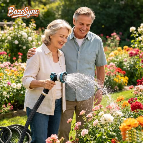 Garden Hose 25FT, Ultra Lightweight with 10-Function Nozzle - color: Black