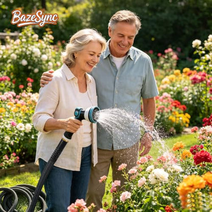 Garden Hose 25FT, Ultra Lightweight with 10-Function Nozzle - color: Black