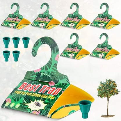 6 Pack Citrus Leafminer Trap & Lure with Pheromone Lures – Triangular Hanging Sticky for All Varieties of Citrus Trees, Includes 6 Traps & 6 Lures, for Orchard & Garden Use - style: for Citrus