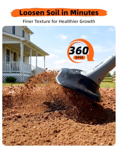 Cordless Tiller Cultivator for Gardening, Battery Powered Garden Rototiller - size: 9 inch x6.6 inch