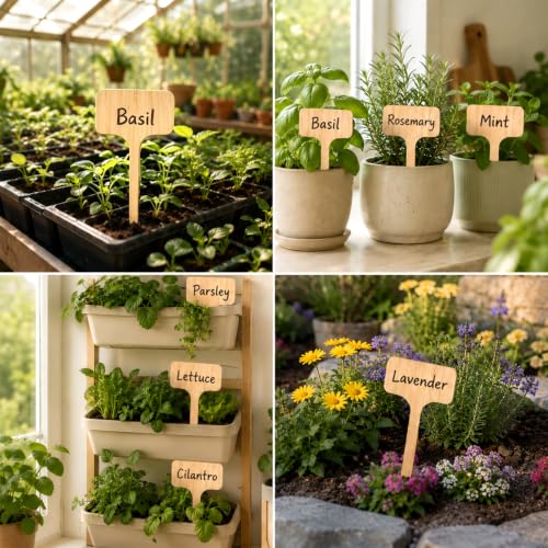 20 Pcs Plant Labels 7" Bamboo Long T-Type Garden Markers