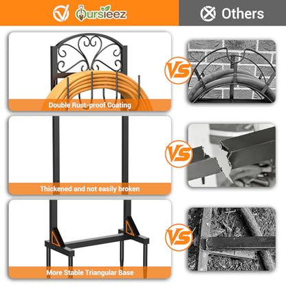 Garden Hose Holder for Outside - Freestanding Metal Water Hose Holder Stand Holds 151ft, Heavy Duty Garden Hose Storage Hanger Rack for Outdoor Yard Patio - size: 43 Inch