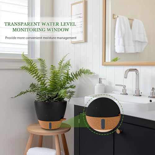 2 Pack 10 inch Plant Pots, Plastic Self Watering Planters - color: Black, size: 10 inch