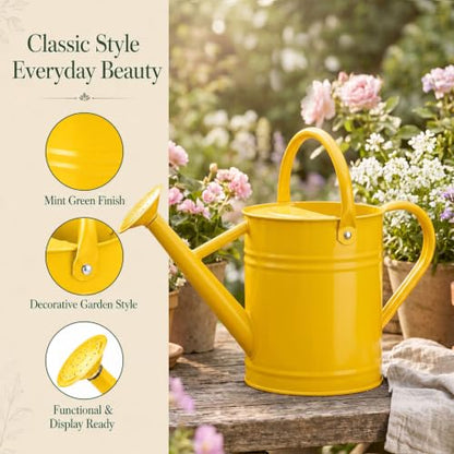 1 Gallon Metal Watering Can for Indoor Outdoor Plants, Sunflower Yellow - color: Sunflower Yellow