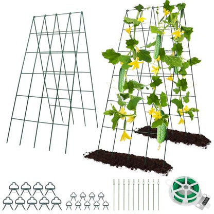 RIFNY Cucumber Trellis for Raised Bed, Garden Trellis 16.5 x 40 Inch, Green - color: Green, size: 16.5 x 40 Inch