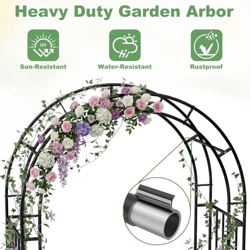 7ft Garden Arbor with Gate, Garden Arch Trellis for Climbing Plants