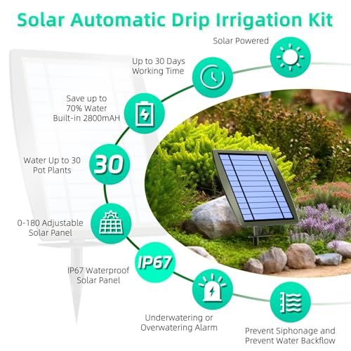 Solar Drip Irrigation System - Supports 20-30 Pots, 12 Timing Modes - Drip Irrigation Kit,Automatic Plant Garden Watering System for Outdoor Plants,Garden, and Potted Plants - size: Supports 20-30 Pots, 12Timing Modes