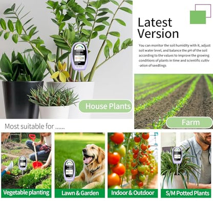 HSLGOVE Soil Test Kit, 2-in-1 Soil Moisture Meter/Soil PH Meter, Dual Screen Soil Tester, Soil Moisture Meter for Plants Watering/Gardening for Lawn,Farm Indoor&Outdoor Use-Deep Purple