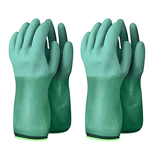 2 Pairs Women and Mens Rubber Coated Yard & Gardening Work Gloves for Gardening, Fishing, Clamming, Restoration Work - size: Large
