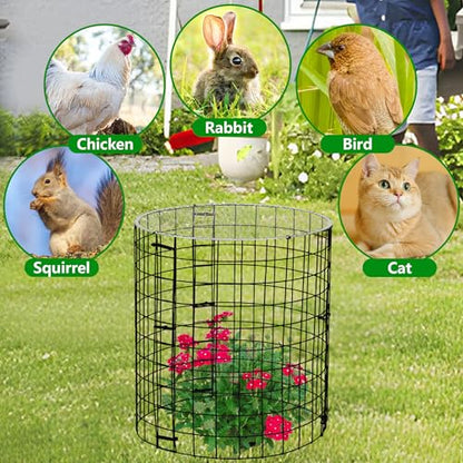 Adnee 8 Pack Wire Plant Protector with Cover-12" x 11" Detachable Plant Protector Metal Plant Cages-Garden Plant Cages for Flower Vegetable to Keep Animals Out - color: 8 Pack 12x11 Inch