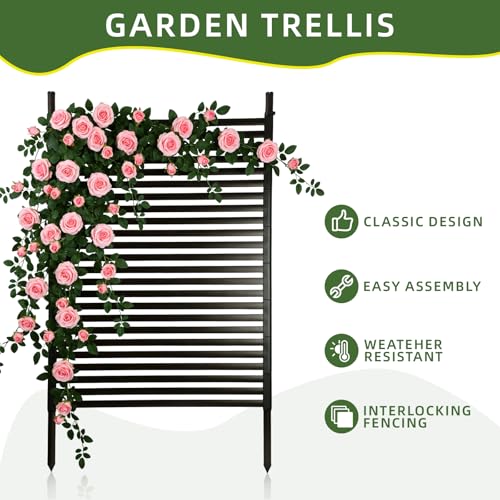 Metal Garden Trellis for Climbing Plants, 59 Inch Tall Fence Plant Support for Flower and Vegetable (35.5" W x 59" H)