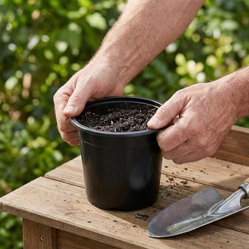 MOUYAT 30 Pcs 1 Gallon Nursery Pots for Plants, 6.5 inch Soft Flexible Plastic Plant Pots with Drainage Holes, Nursery Seedling Pots for Transplanting, Plantings, Black
