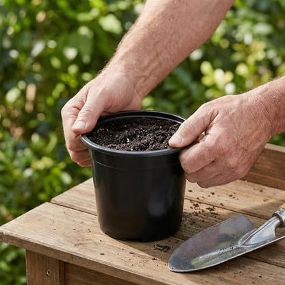 MOUYAT 30 Pcs 1 Gallon Nursery Pots for Plants, 6.5 inch Soft Flexible Plastic Plant Pots with Drainage Holes, Nursery Seedling Pots for Transplanting, Plantings, Black